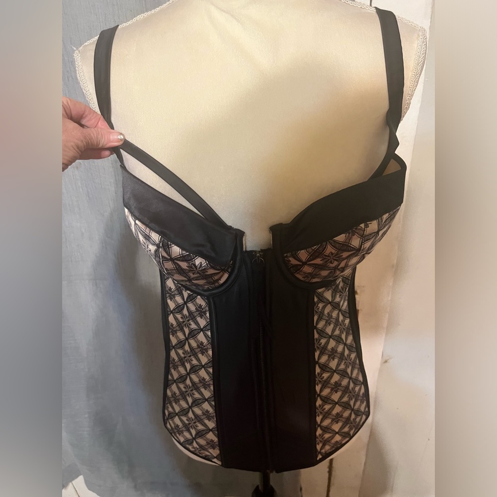 Cacique Black Sheer Lace Bustier Corset